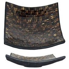 Square Plate Mosaic Glass Black Brown 40 cm