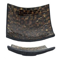 Square Plate Mosaic Glass Black Brown 30 cm