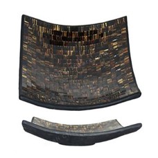 Square Plate Mosaic Glass Black Brown 25 cm