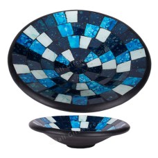 Round Plate Mosaic Glass Turquoise Blue 50 cm