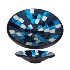 Round Plate Mosaic Glass Turquoise Blue 40 cm