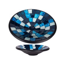 Round Plate Mosaic Glass Turquoise Blue 30 cm