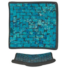 Square Plate Mosaic Glass Turquoise 40 cm