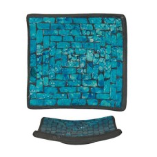 Square Plate Mosaic Glass Turquoise 25 cm