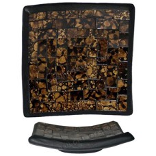 Square Plate Mosaic Glass Brown Black 40 cm