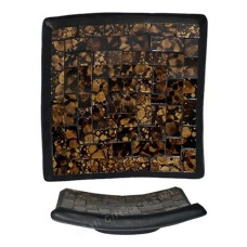 Square Plate Mosaic Glass Brown Black 30 cm