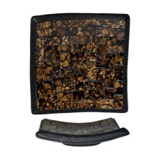 Square Plate Mosaic Glass Brown Black 25 cm