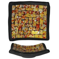 Square Plate Mosaic Glass Yellow Red 40 cm