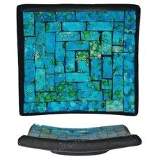 Square Plate Mosaic Glass Turquoise Green 40 cm