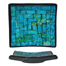 Square Plate Mosaic Glass Turquoise Green 30 cm