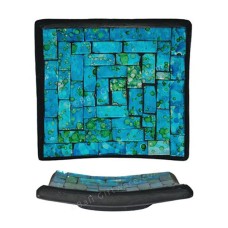 Square Plate Mosaic Glass Turquoise Green 25 cm