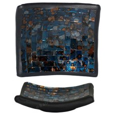 Square Plate Mosaic Glass Blue Brown 40 cm