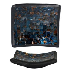 Square Plate Mosaic Glass Blue Brown 30 cm