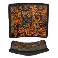 Square Plate Mosaic Glass Orange Black 30 cm