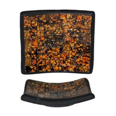 Square Plate Mosaic Glass Orange Black 25 cm