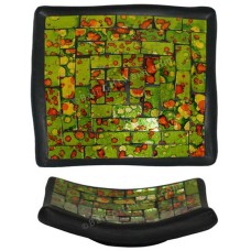 Square Plate Mosaic Glass Green Orange 40 cm