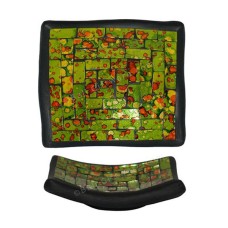 Square Plate Mosaic Glass Green Orange 25 cm