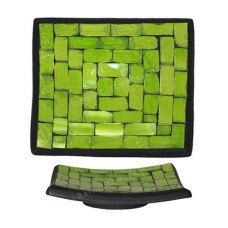 Square Plate Mosaic Glass Lime Green 25 cm