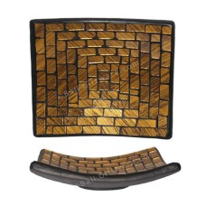 Square Plate Mosaic Glass Gold Motif 25 cm