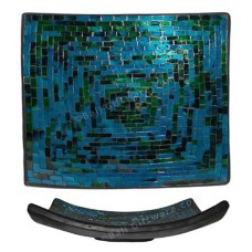 Square Plate Mosaic Glass Blue Green 30 cm