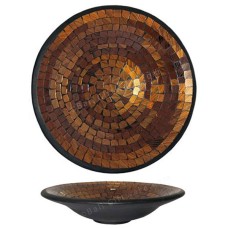 Round Plate Mosaic Glass Gold Brown 50 cm