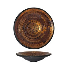 Round Plate Mosaic Glass Gold Brown 30 cm