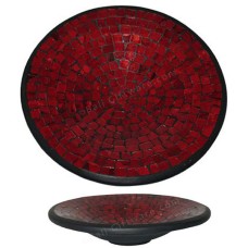 Round Plate Mosaic Glass Maroon 50 cm