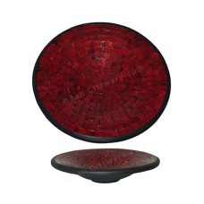 Round Plate Mosaic Glass Maroon 40 cm