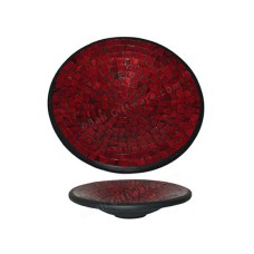 Round Plate Mosaic Glass Maroon 30 cm