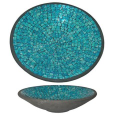 Round Plate Mosaic Glass Turquoise 50 cm