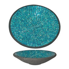 Round Plate Mosaic Glass Turquoise 40 cm