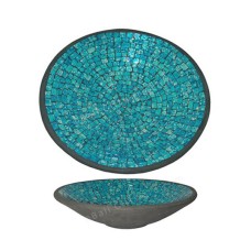 Round Plate Mosaic Glass Turquoise 30 cm