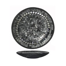 Round Plate Mosaic Glass Black Silver 30 cm