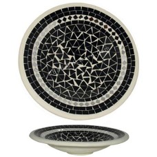 Round Plate Mosaic Glass Black White 50 cm