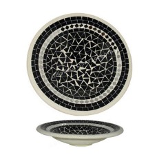 Round Plate Mosaic Glass Black White 40 cm