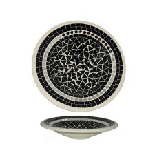 Round Plate Mosaic Glass Black White 30 cm