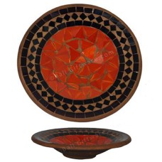 Round Plate Mosaic Glass Black Orange 50 cm