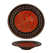 Round Plate Mosaic Glass Black Orange 40 cm