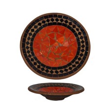 Round Plate Mosaic Glass Black Orange 30 cm