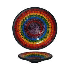 Round Shape Plate Mosaic Glass Multicolor 30 cm