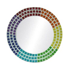 Rainbow Glass Mosaic Round Mirror 50 cm