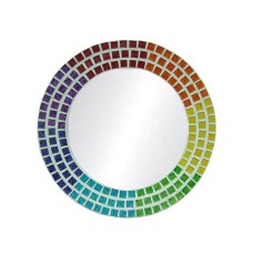 Rainbow Glass Mosaic Round Mirror 40 cm