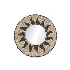 Mosaic Round Mirror Sun Flower Brown 20 cm