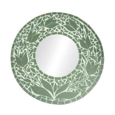 Mosaic Round Mirror Clear White Tulip 50 cm