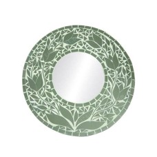 Mosaic Round Mirror Clear White Tulip 40 cm