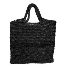 Hand Woven Raffia Shoulder Bag Black