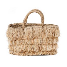 Hand Woven Straw Grass Fringes Shoulder Bag