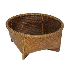 Light Brown Low Stand Bamboo Basket