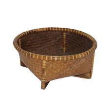 Light Brown Bamboo Basket Low Stand