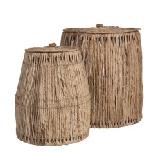 Round Banana Fiber Laundry Basket Set Of 2